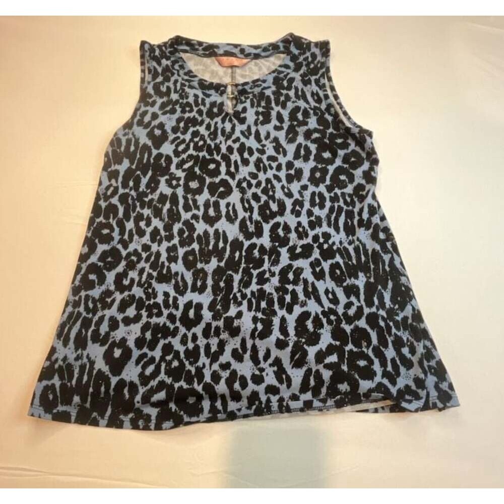 Amana Sleeveless Leopard Print Keyhole Tank Top